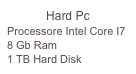 Hard Pc
Processore Intel Core I7
8 Gb Ram
1 TB Hard Disk